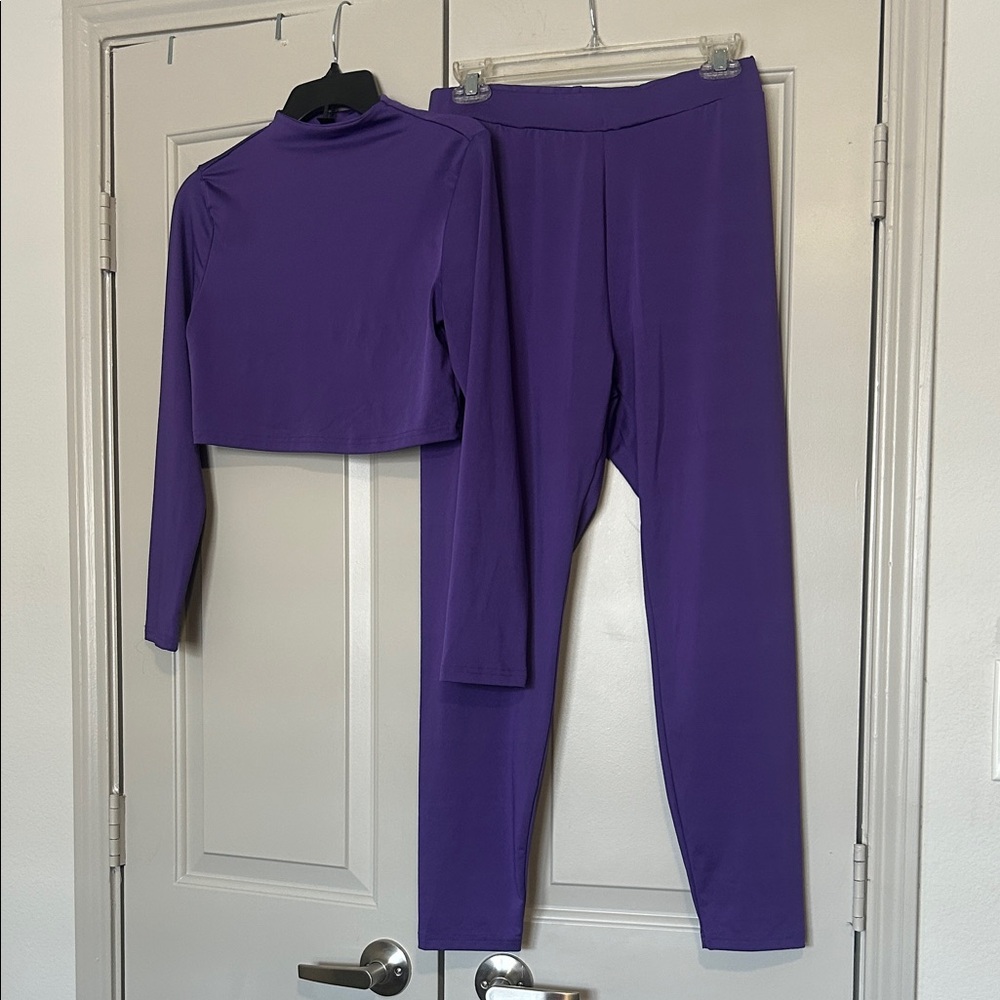Shein Purple Women's 2 Piece Leggings Set
